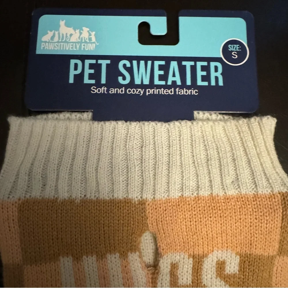 Tan and Orange Dog Sweater Hugs and Snugs Pawsitively Fun Size Small NWT